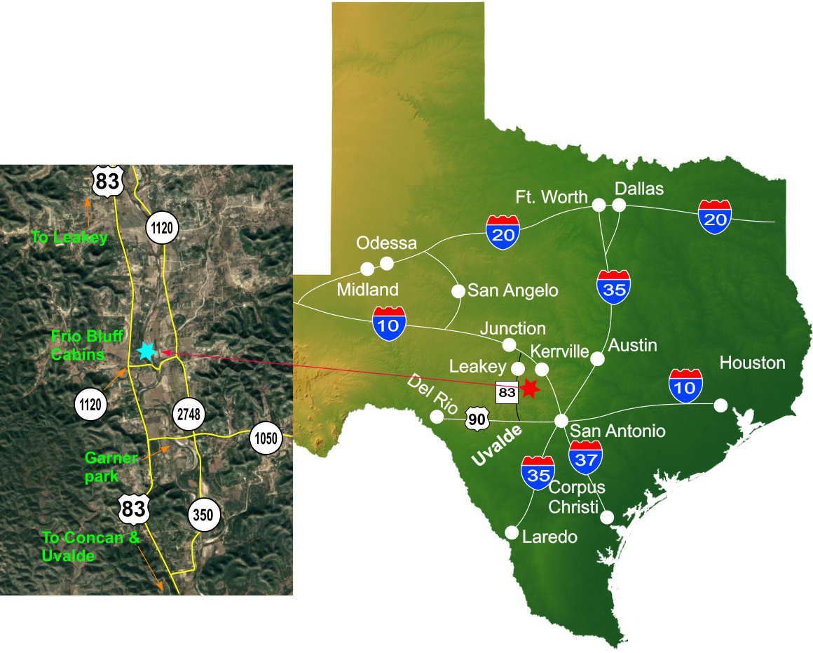 Frio Bluff Cabins Map